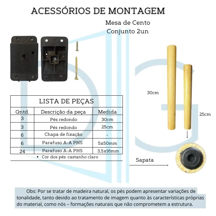 Conjunto Mesa de Centro de sala Espelhada FIT Mirror