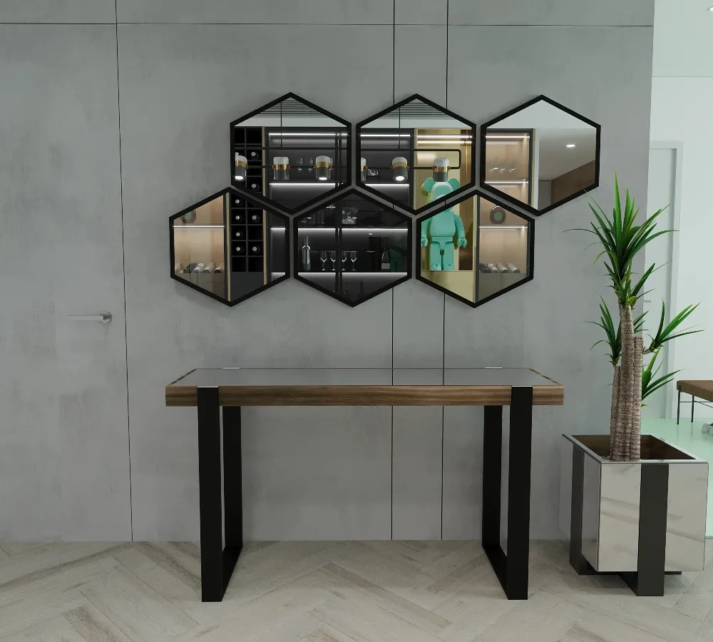 Conjunto de Espelhos Decorativos de Parede  Hexa