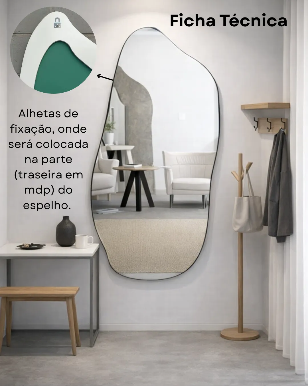 Espelho Orgânico grande corpo inteiro Retro iluminado Stella